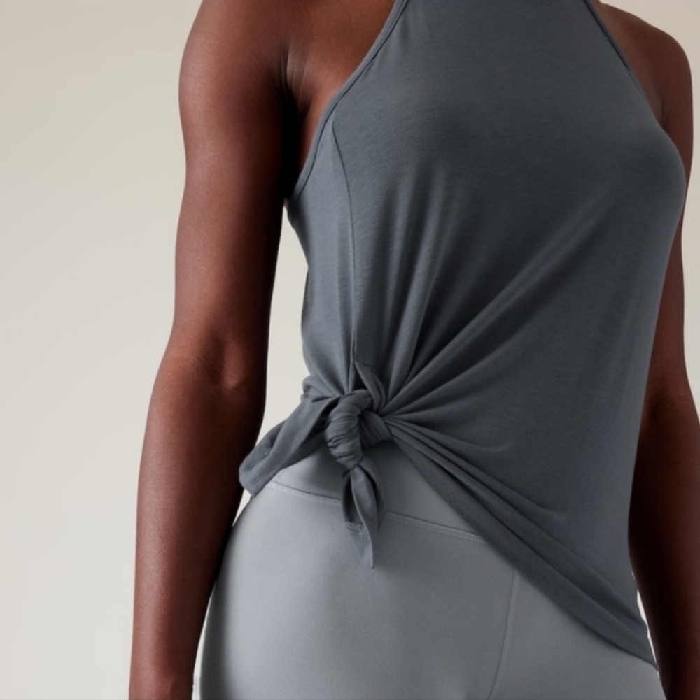 Athleta Explore Racerback Tank Size Small Tie Front Soft Stretch - Picture 6 of 14